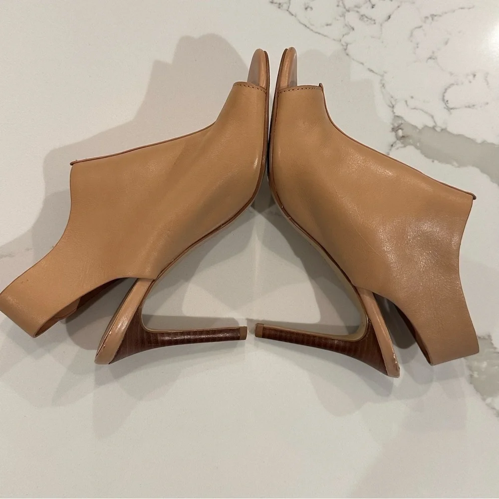 Charles David Womens Imperial Sandal Open Toe Bootie Sz 7.5 Tan Slingback Heels